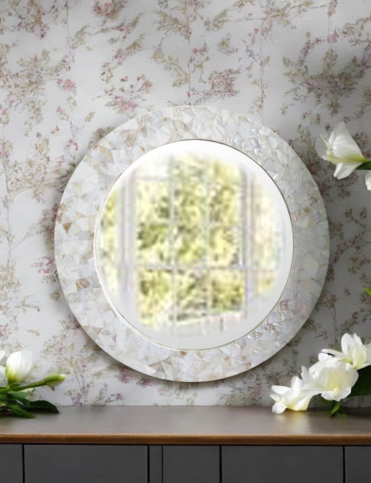 White MOP Ring Mirror - Mirrorwalla